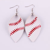 Baseball Leather Teardrop Earrings